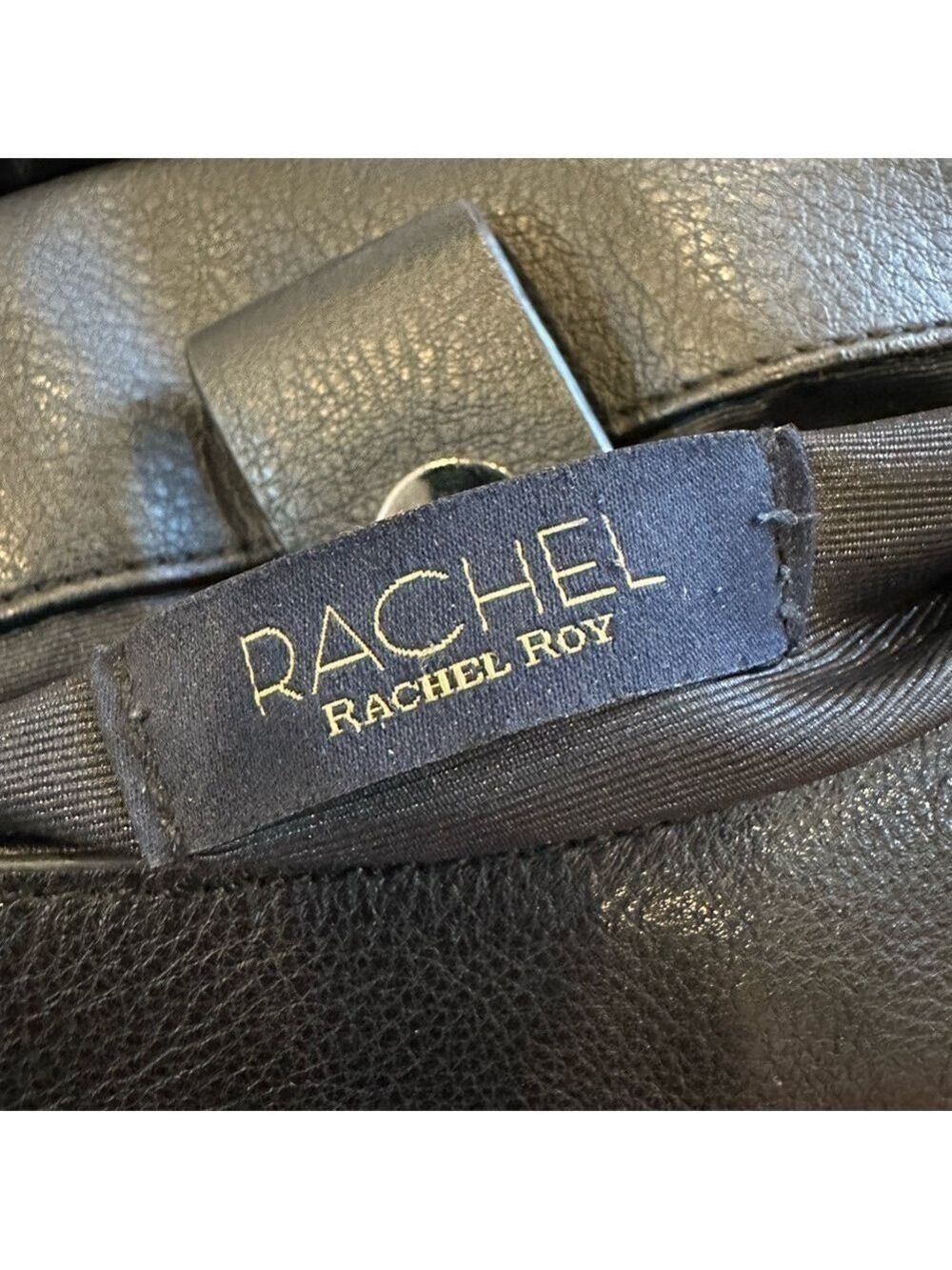 Rachel Roy Black Genuine Leather Accordian Crossbody Bag - Picture 5 of 7